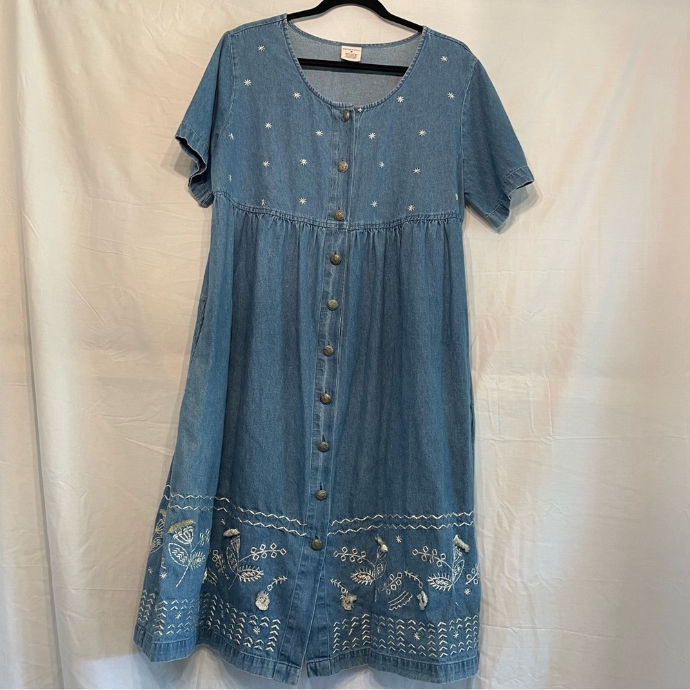Bechamel Denim Embroidered Jumper Dress Size M